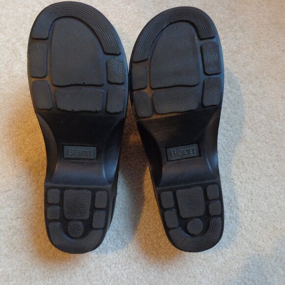 Born Black Pebbled Leather Slip On Clog Sandals Size 8 W3133 Casual Comfort 39 - Picture 6 of 8